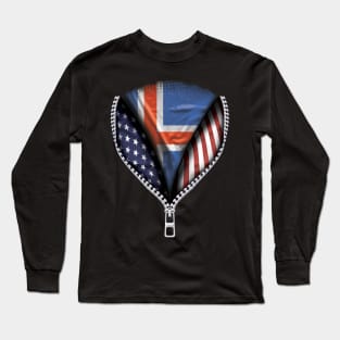 Icelandic Flag  Iceland Flag Australian Flag Ripped Open - Gift for Icelandic From Iceland Long Sleeve T-Shirt